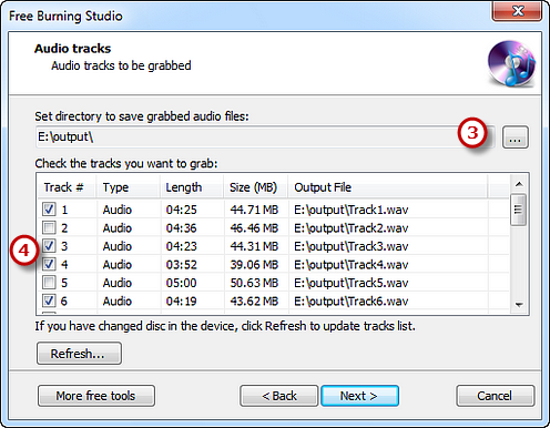 Select Output Folder & Check the Tracks