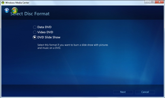 Burn Video DVD in Windows Media Center