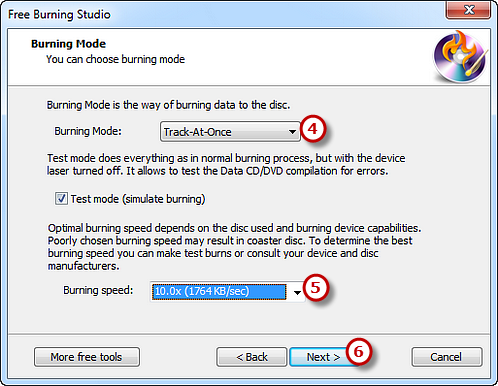 Choosing Burning Mode, Speed & Start Burning Process
