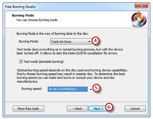 Select Burning Mode and Appropriate Speed